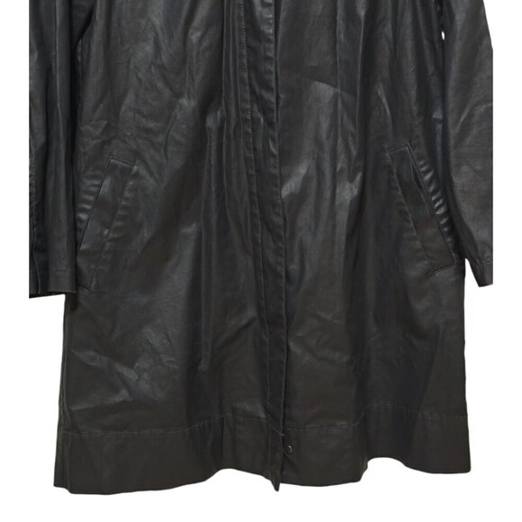 Eileen Fisher Waxed Organic Cotton Stretch Twill Hidden Hood A Line Jacket Sz S - Picture 5 of 11